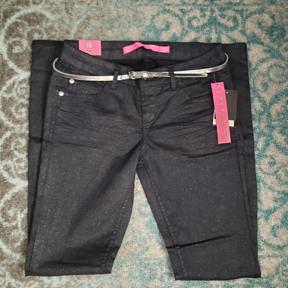 NWT Tinseltown glittery dark blue jeans size 1